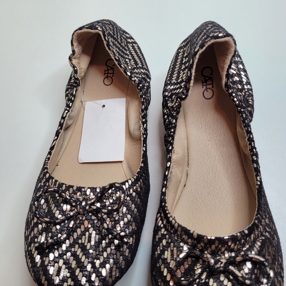 Cato Black and Metallic Gold Ballet Flats Size Women's 8 NEW - Picture 11 of 11